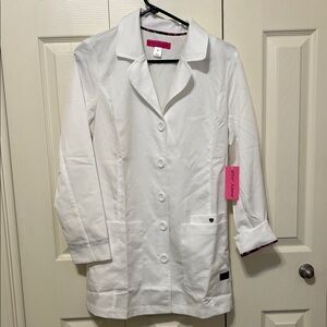 NWT Koi Betsey Johnson White Button-Front Lab Jacket